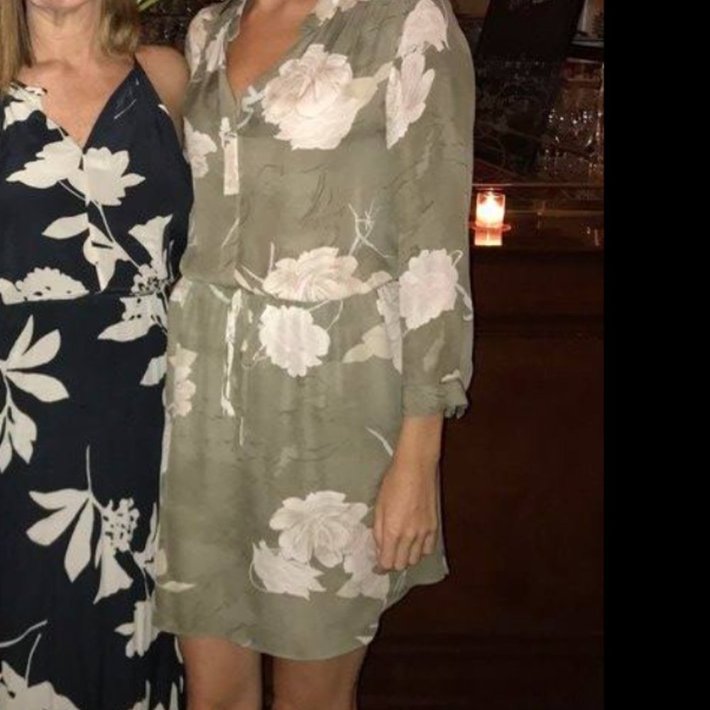 Babaton Moss Green Floral Tea Dress - Medium